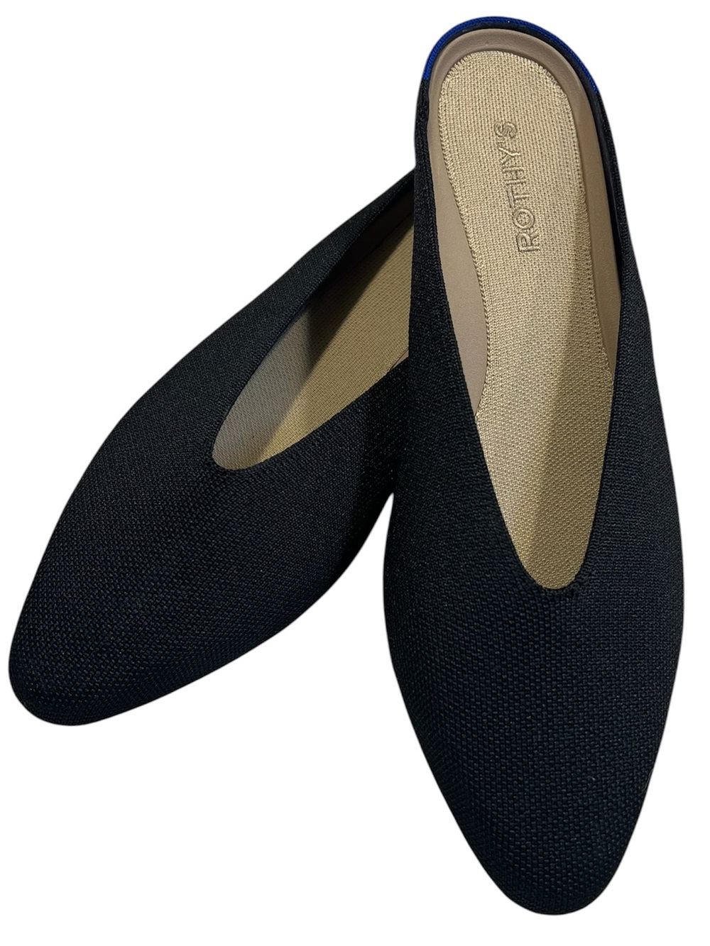 NEW Rothy's Almond Demi Mule Black Knit Slip-On Sz-10